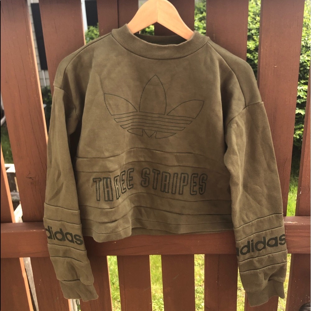 Adidas Three Stripes Cropped Sweatshirt
